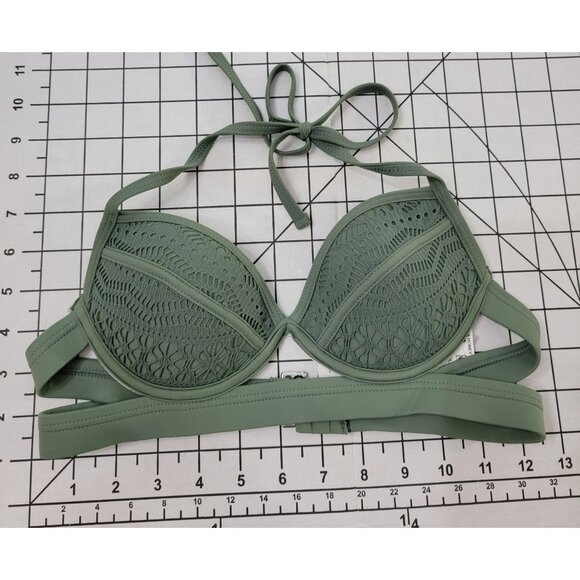 NWT Hula Honey M Tropical Romance Green Floral Swim Top #88121 - Picture 3 of 4